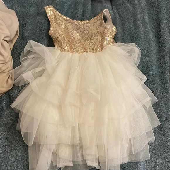 SHEIN | Dresses | Formal Gold Sequin Toddler Girl Dress Big Beautiful Bow  On The Back Size 3t4t | Poshmark